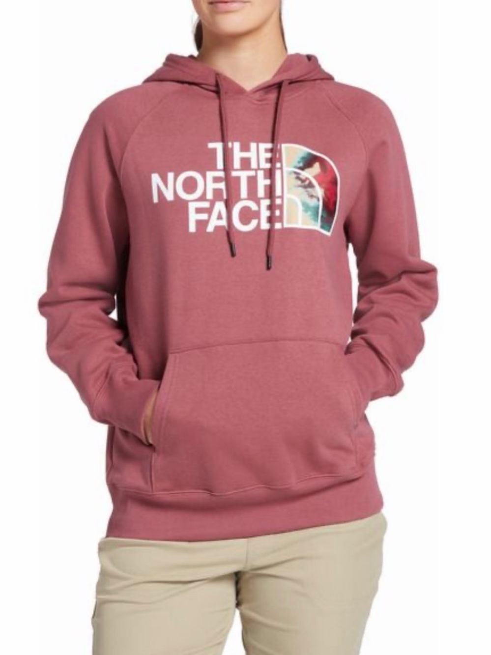 NWT The North Face Mauve Rose Pullover Hoodie with Half Dome Graphic Logo - Sz M - Picture 9 of 9